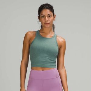 Lululemon Ebb to Street Cropped Racerback Tank Top Tidewater Teal sz 12